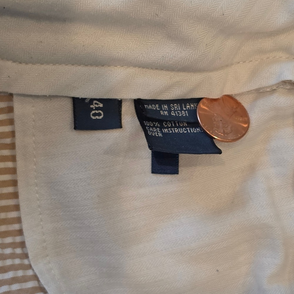 Polo Ralph Lauren Mens Seersucker Shorts Tan White Striped Cotton 40 - Picture 12 of 12
